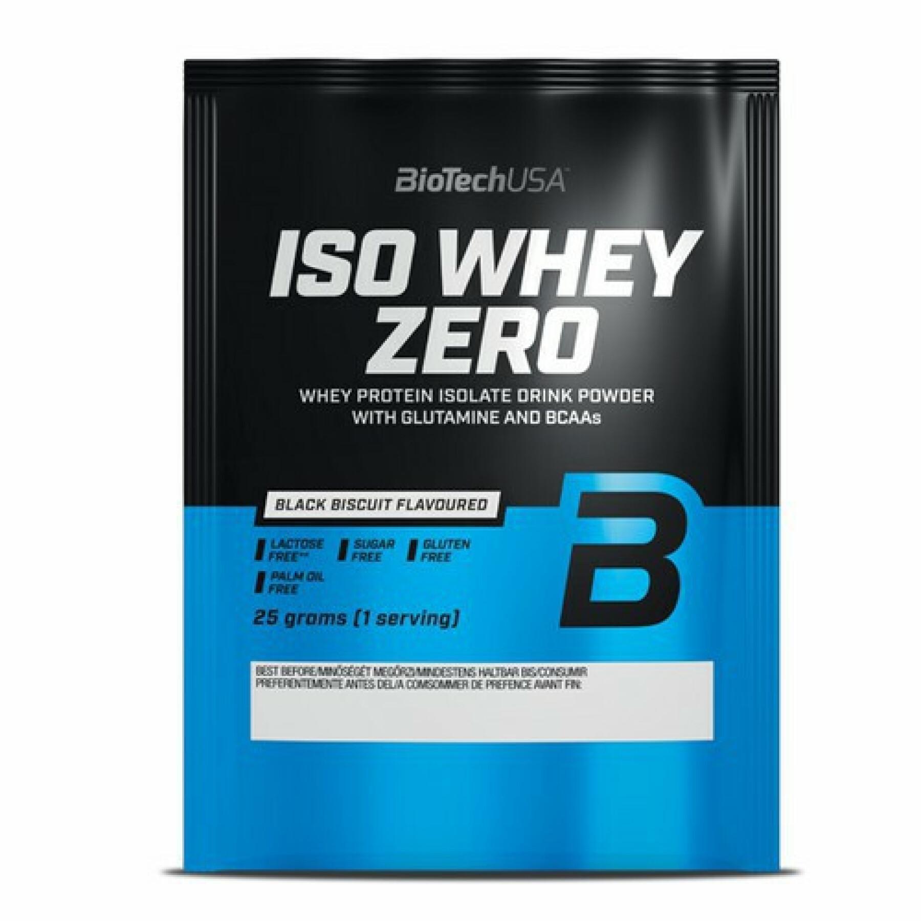 Lot de 50 sachets de protéines sans lactose Biotech USA iso whey zero - Black Biscuit - 25g