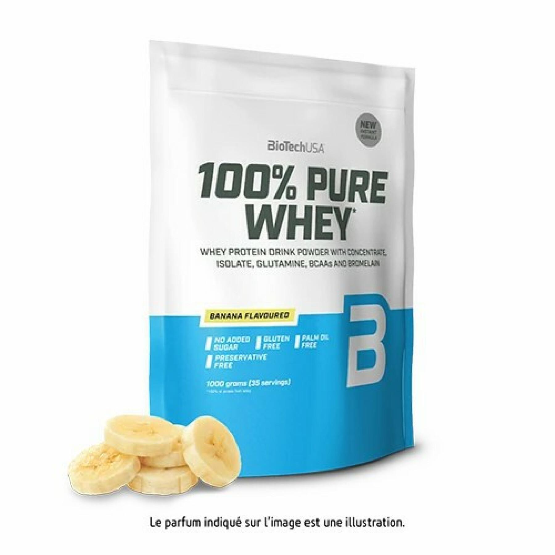 Lot de 10 sacs de protéines 100 % pur lactosérum Biotech USA - Banane - 1kg