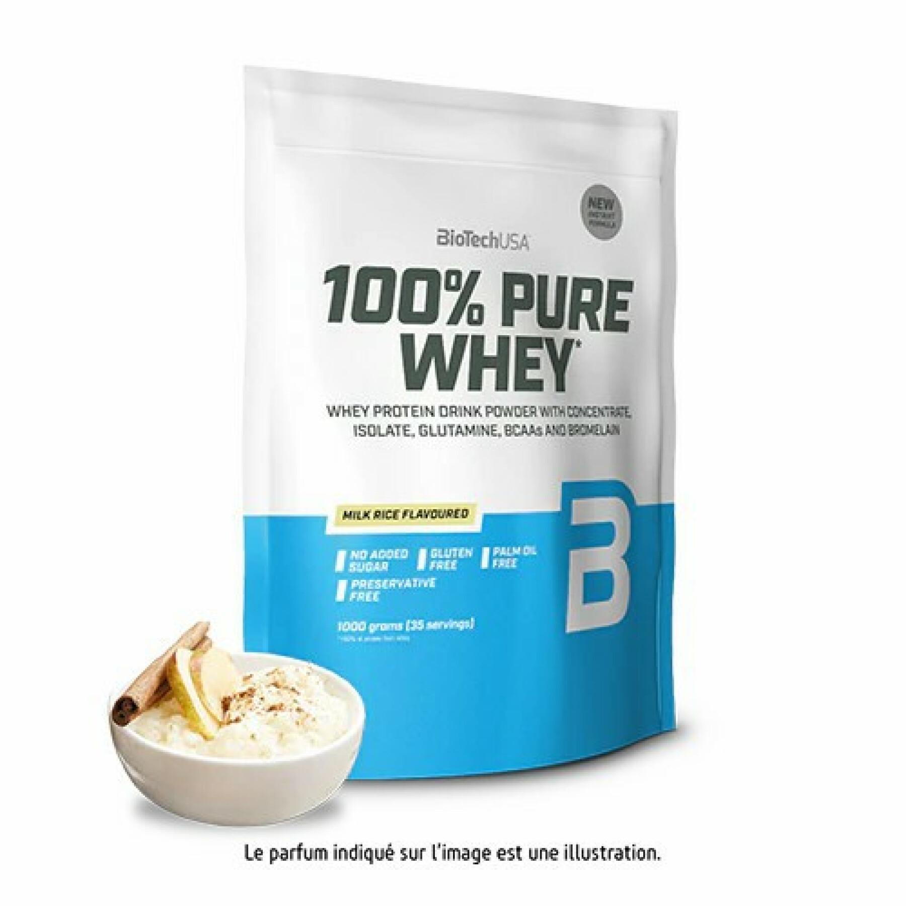 Lot de 10 sacs de protéines 100 % pur lactosérum Biotech USA - Riz au lait - 1kg