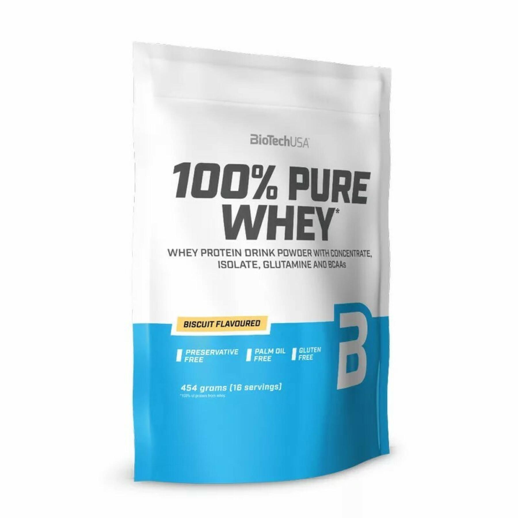 Lot de 10 sacs de protéines 100 % pur lactosérum Biotech USA - Biscuit - 454g