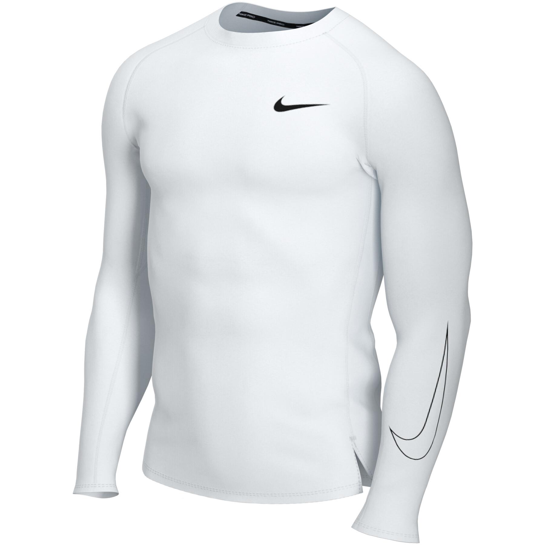 T-Shirt de Sport Compression Homme Maillot Manches Longues Vetement de  Fitness Running - Blanc KJEHOME