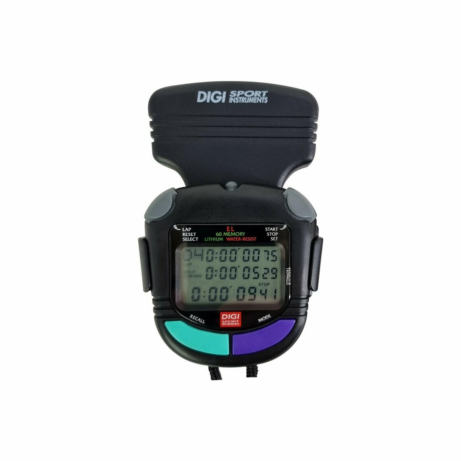 Chronomètre 60 mémoires + lumière avec pince de fixation Digi Sport Instruments DTM60SEL