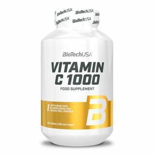 Lot de 12 pots de vitamine C Biotech USA 1000 bioflavonoïdes - 120 Comp